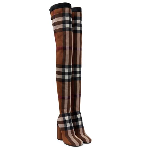 burberry over-the-knee grainy leather riding boots|burberry check panel ankle boots.